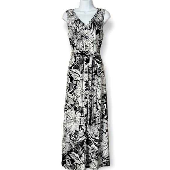 Talbots Dresses & Skirts - NWOT Talbots black & white floral maxi button down shirt dress Womens Me…